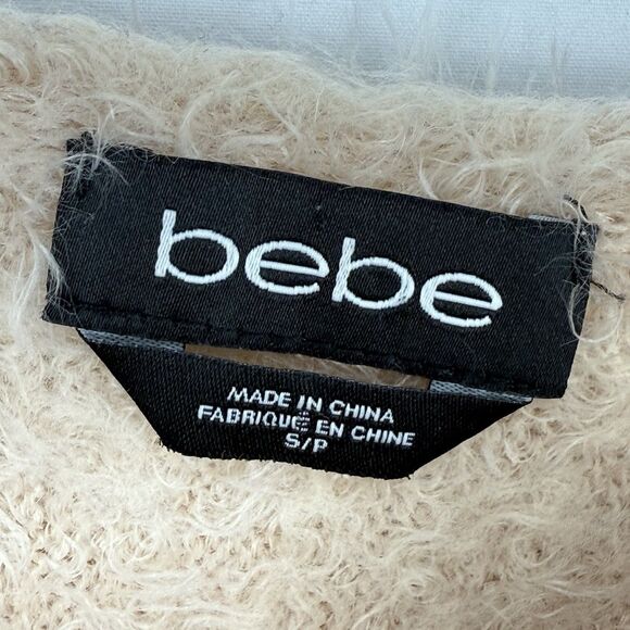 Bebe Women’s Cream Sweater Y2k Fuzzy Bebe Sweaters Small - Picture 8 of 16